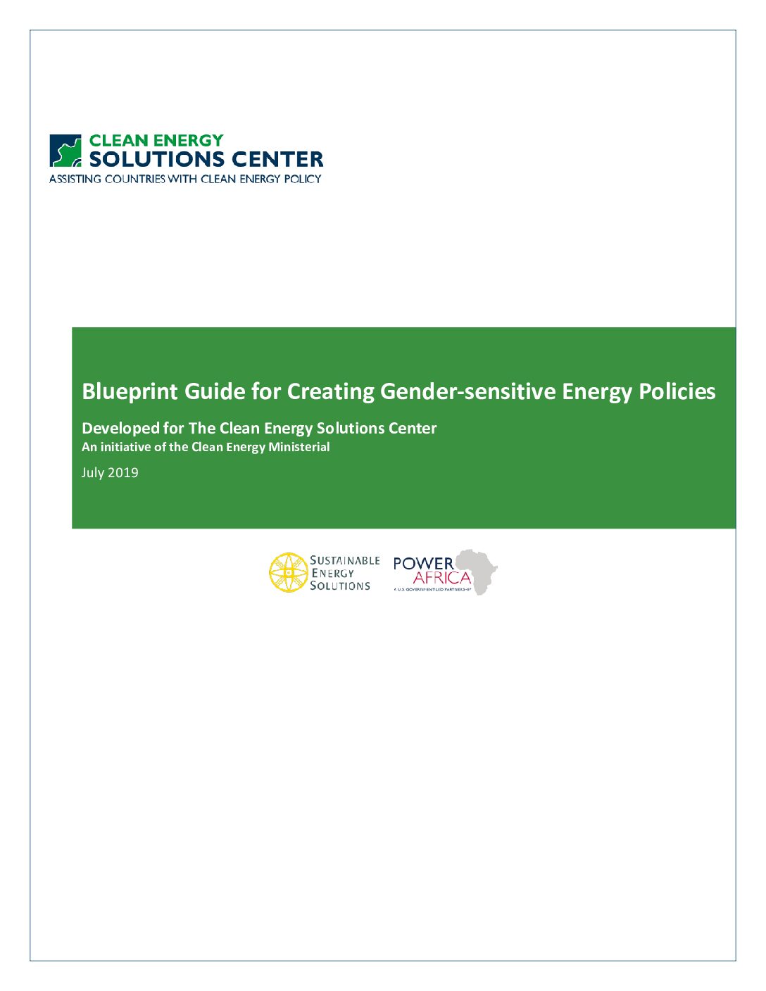 Blueprint Guide for Creating Gender-sensitive Energy Policies