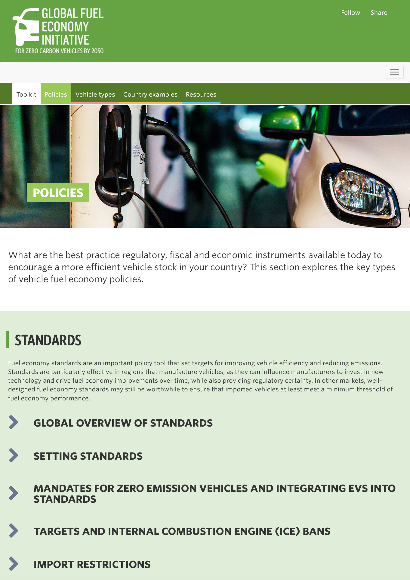 Global Fuel Economy Initiative: Policies