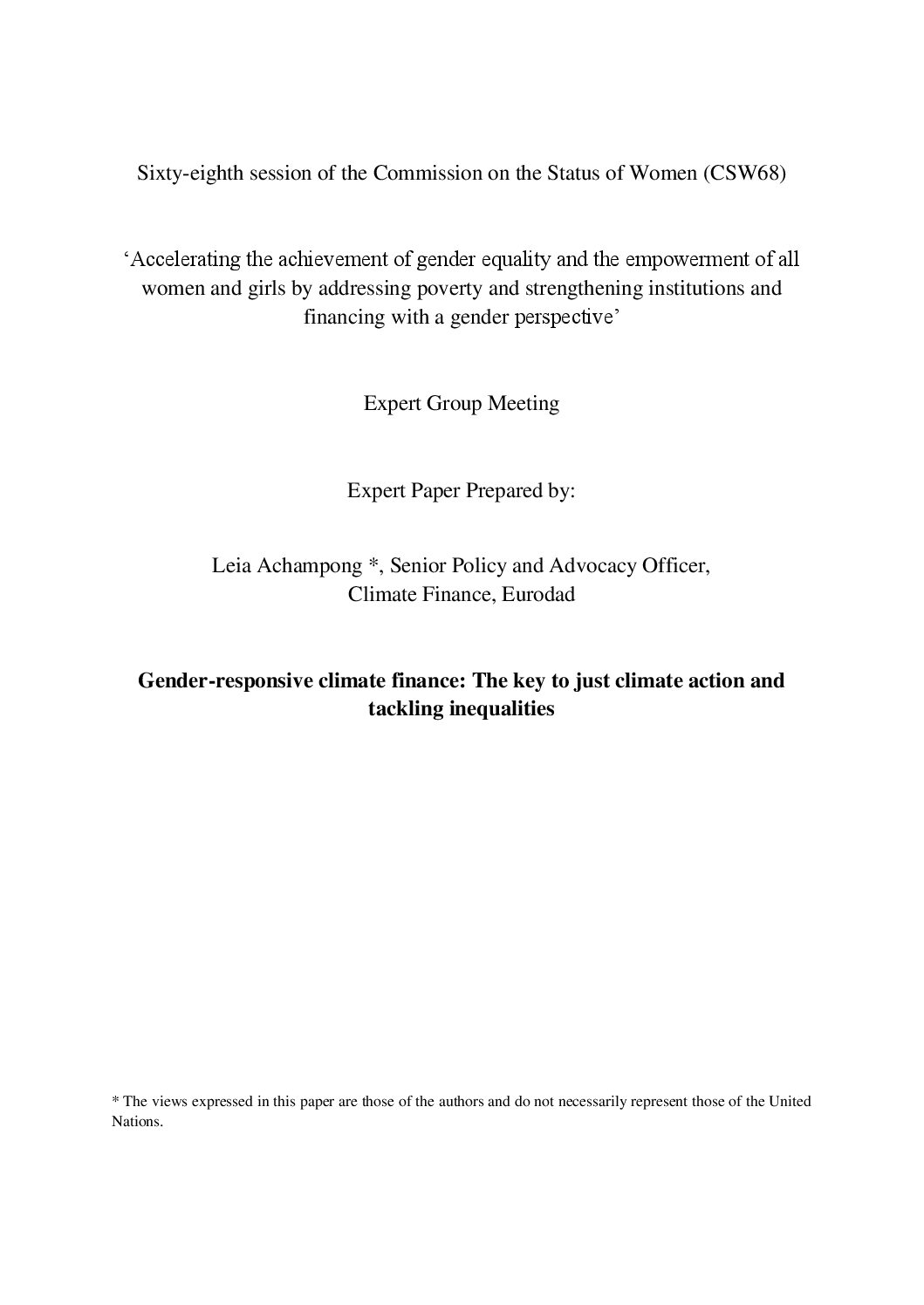 Gender-responsive climate finance: The key to just climate action and tackling inequalities