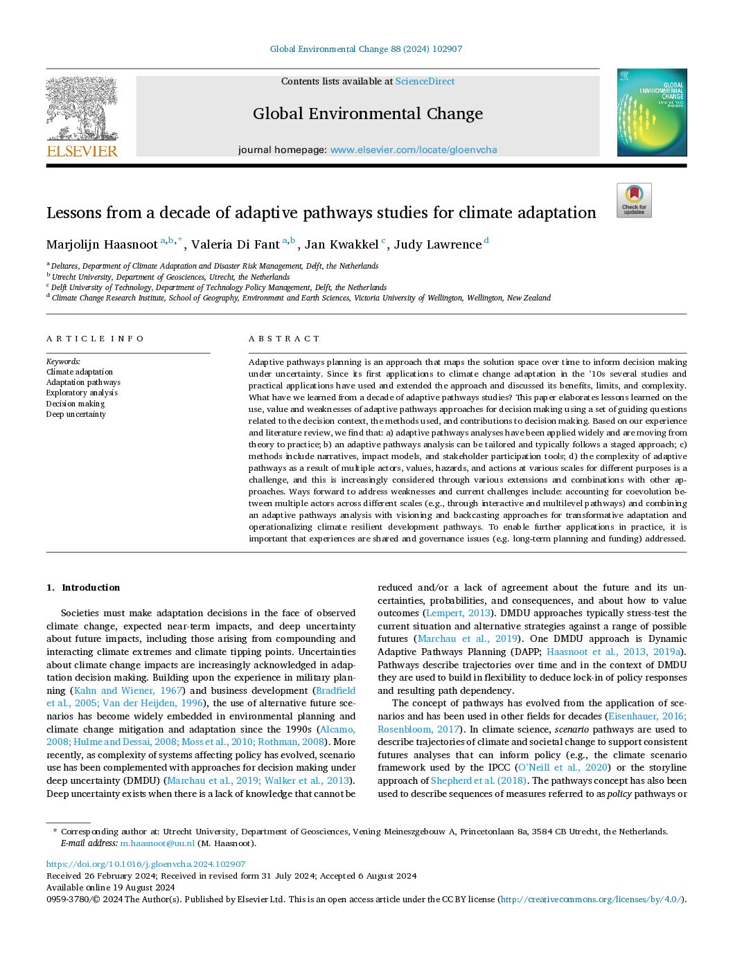 Lessons from a decade of adaptive pathways studies for climate adaptation