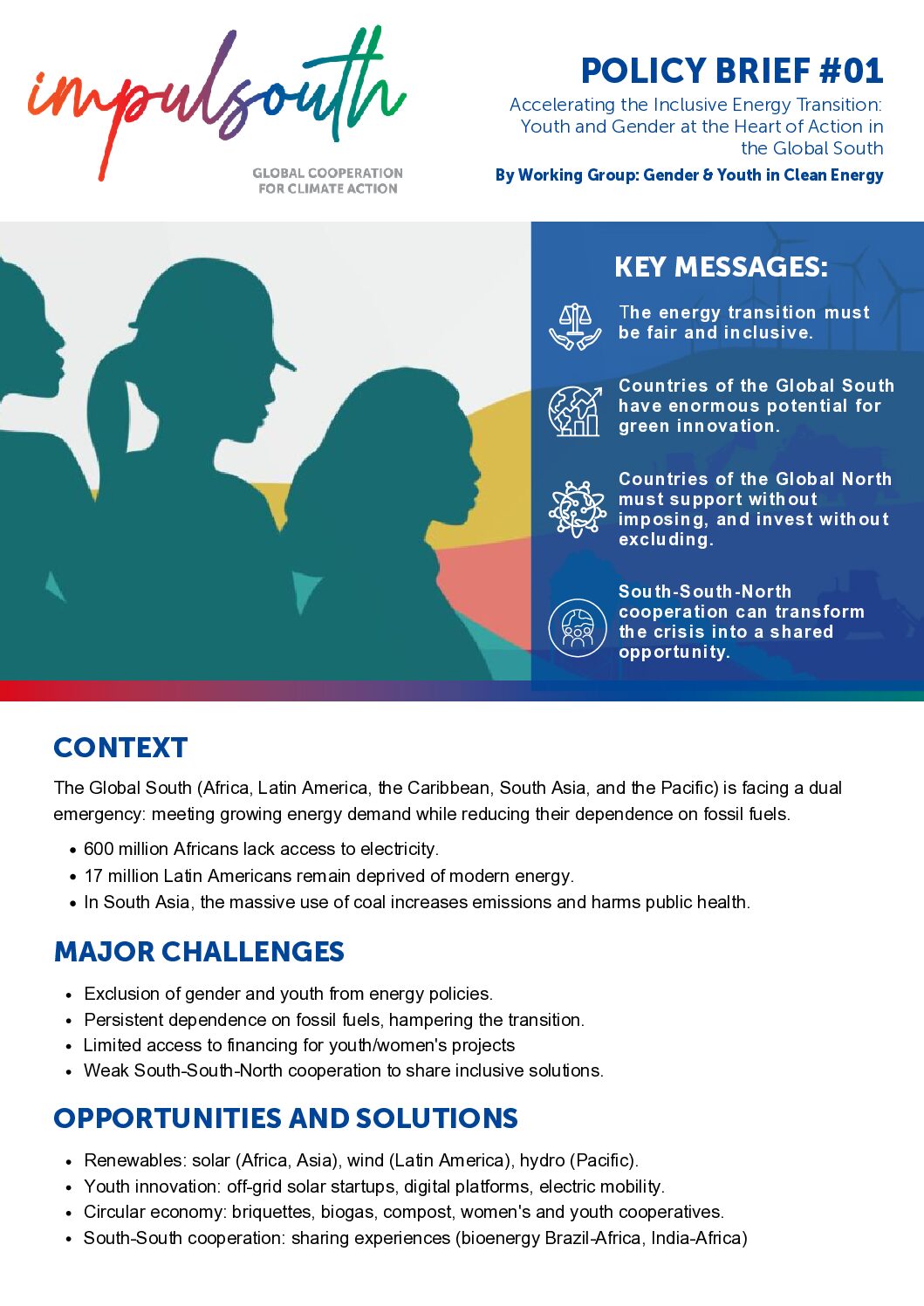 POLICY BRIEF #01 Accelerating the Inclusive Energy Transition: Youth and Gender at the Heart of Action in the Global South
